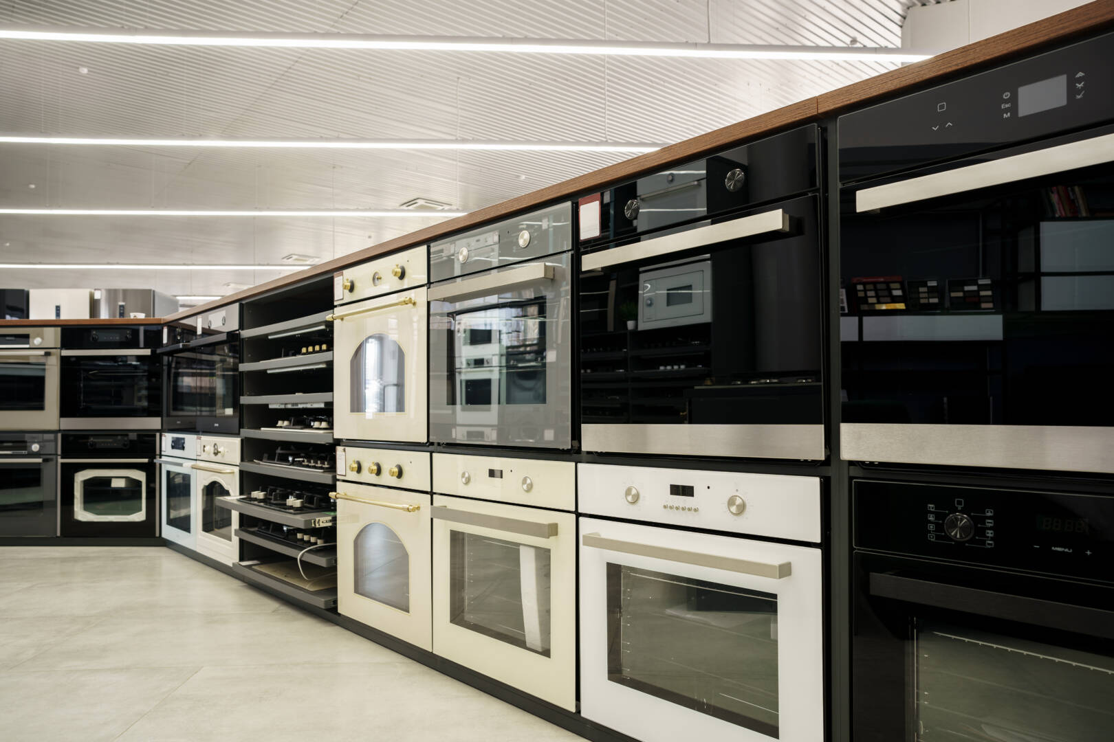 Electrical ovens, home appliances in the store